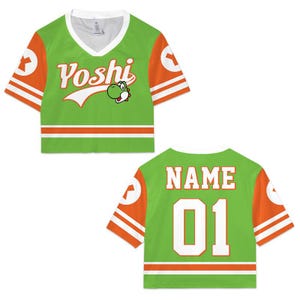 Super Mario Croptop Football Jersey, Disneyland Yoshi Football Jersey, Mario Movie Shirt, Epic Universe Mario Group Shirt -9 image 3