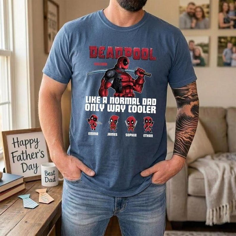 Deadpool Papa Shirt, wie ein normaler Papa nur Weg Cooler Vatertagsgeschenk, Superhelden Vatertags Shirt, lustiges Papa Tshirt, Deadpool Fan Geschenk Bild 1
