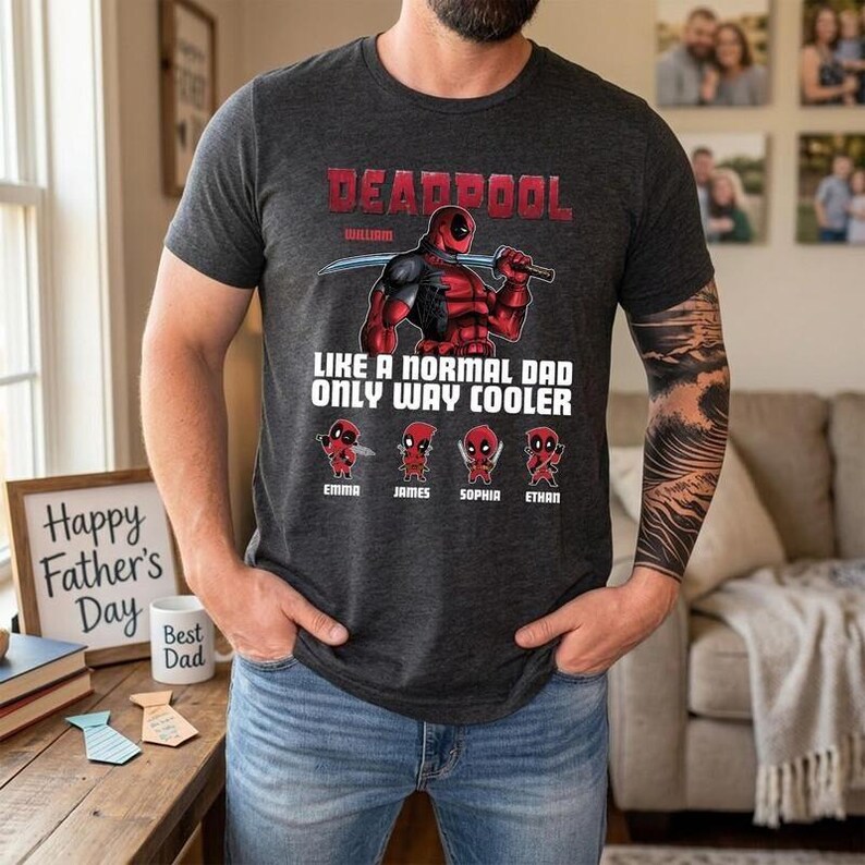 Deadpool Papa Shirt, wie ein normaler Papa nur Weg Cooler Vatertagsgeschenk, Superhelden Vatertags Shirt, lustiges Papa Tshirt, Deadpool Fan Geschenk Bild 4
