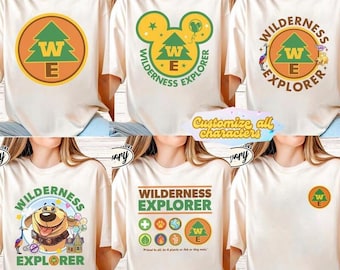 Wilderness Explorer DisneyUp Shirt, Adventure Is Out There Carl Ellie Russell Dug Dog Shirt Disneyland Up Movie Wilderness Explorer Badge 07