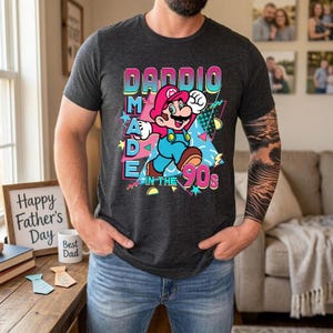 Daddio Made In The 90s Mario Shirt, Mario Galaxy Movie Shirt, Super Daddio Shirt, Father's Day Gifts, Epic Universe Family Shirt image 4