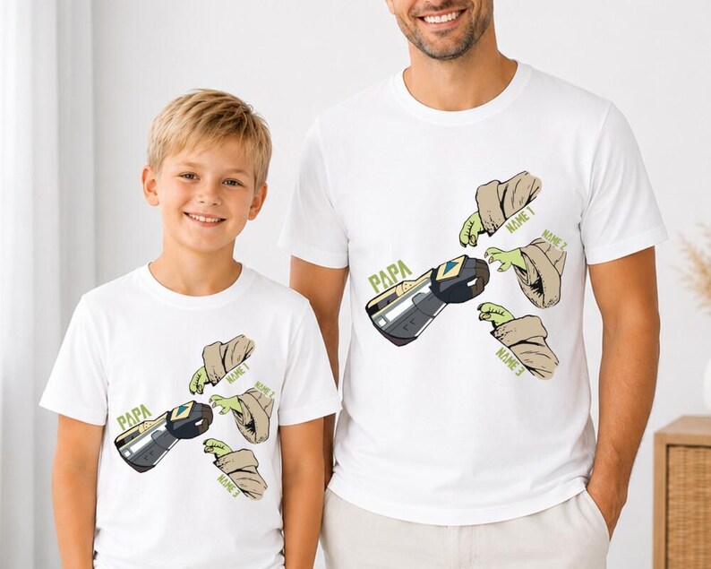 Camiseta personalizada de Star Wars para padre e hijo a juego, camisetas de Mandalorian Papa y Grogu Hands, camiseta de Baby Yoda para el Día del Padre, regalo para papá imagen 3
