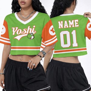 Super Mario Croptop Football Jersey, Disneyland Yoshi Football Jersey, Mario Movie Shirt, Epic Universe Mario Group Shirt -9 image 4