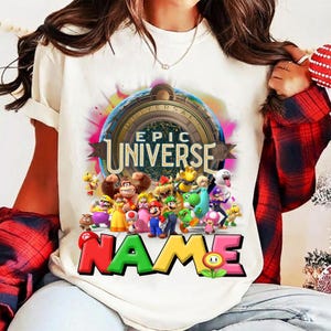 Personalized Super Mario Epic Universe Baby Tee Shirt, Custom Super Mario Family Shirts, Mario Galaxy Movie Tee, Mario Matching Tee image 4