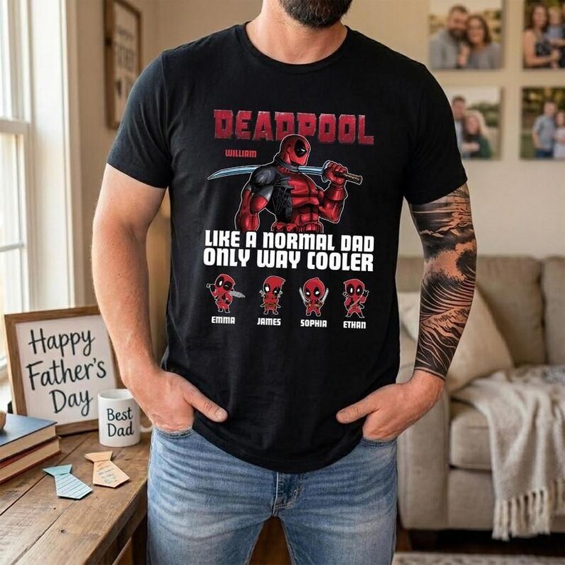 Deadpool Papa Shirt, wie ein normaler Papa nur Weg Cooler Vatertagsgeschenk, Superhelden Vatertags Shirt, lustiges Papa Tshirt, Deadpool Fan Geschenk Bild 3
