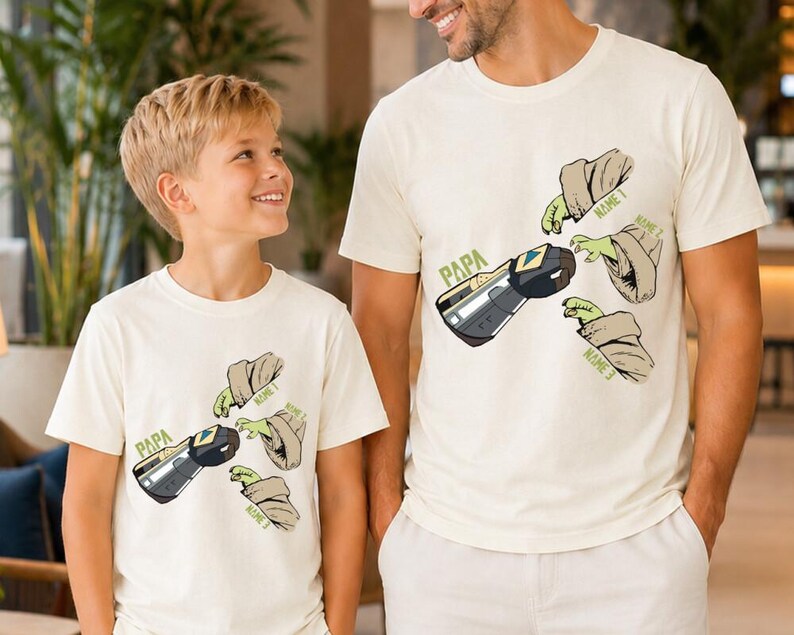 Camiseta personalizada de Star Wars para padre e hijo a juego, camisetas de Mandalorian Papa y Grogu Hands, camiseta de Baby Yoda para el Día del Padre, regalo para papá imagen 5