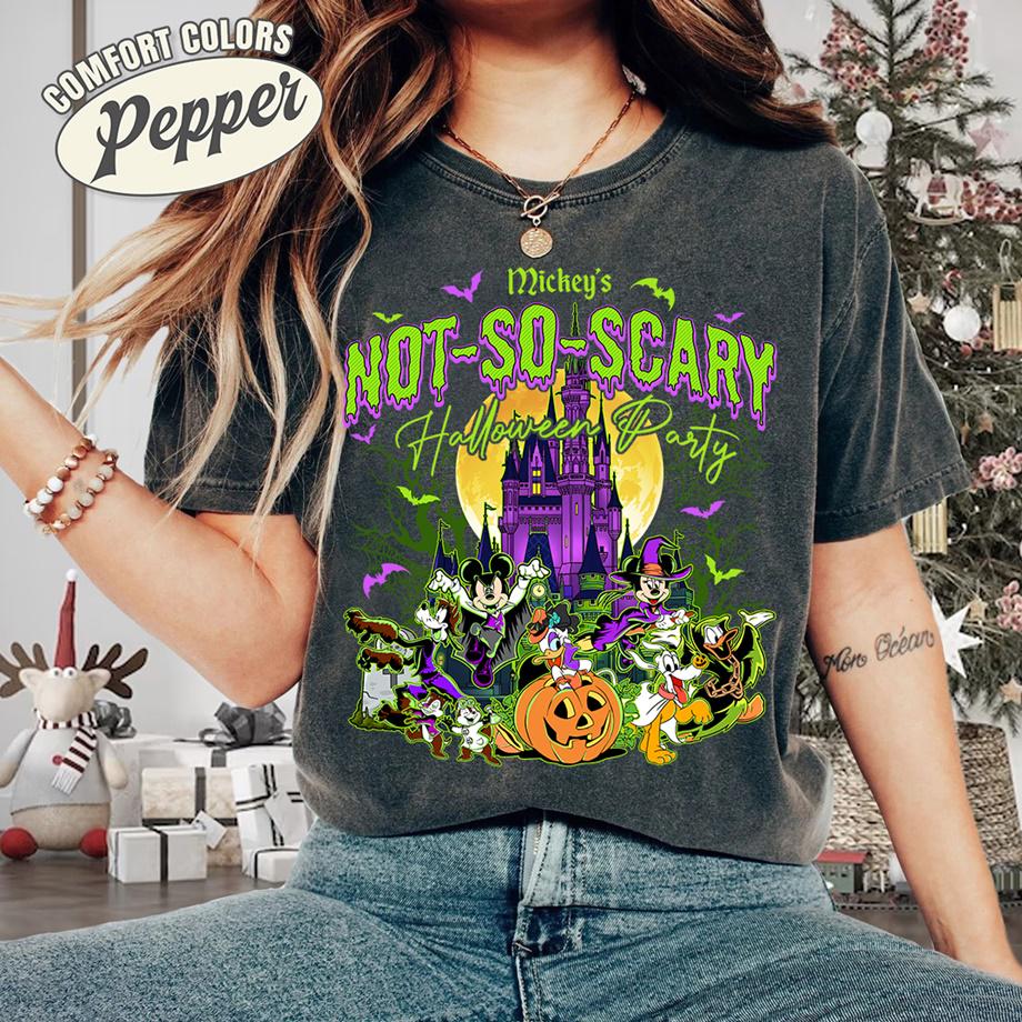 Vintage Mickey's Not So Scary Halloween Party Comfort Colors® Shirt, Mickey And Friends Skeleton Pumpkin, Halloween Costume, Halloween Group