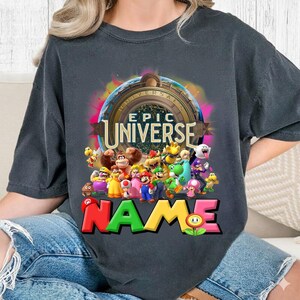 Personalized Super Mario Epic Universe Baby Tee Shirt, Custom Super Mario Family Shirts, Mario Galaxy Movie Tee, Mario Matching Tee image 5