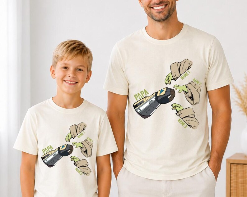 Camiseta personalizada de Star Wars para padre e hijo a juego, camisetas de Mandalorian Papa y Grogu Hands, camiseta de Baby Yoda para el Día del Padre, regalo para papá imagen 4