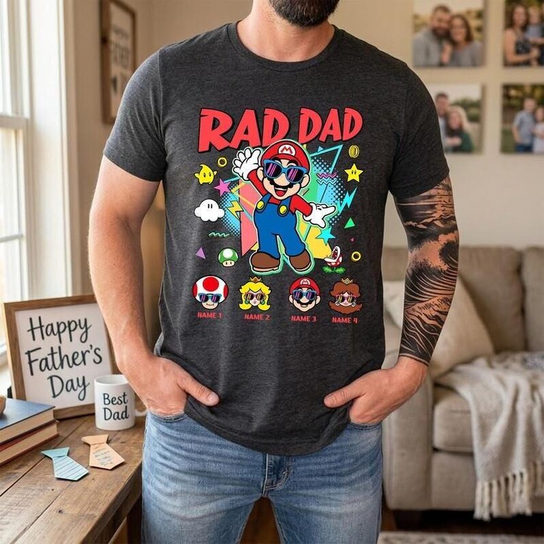 Personalized Disneyland Super Mario Rad Dad Shirt, Mario Galaxy Movie Shirt, Father's Day Shirt, Disneyland Dad And Son Matching Shirt Bild 4