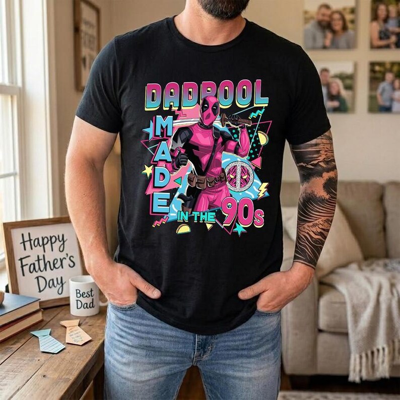 Funny Dadpool Made in the 90s Shirt, Deadpool Father's Day TShirt, Retro 90s MCU Dad Gift, Cool Dadpool Men's Graphic Tee Bild 3