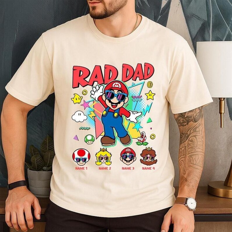 Personalized Disneyland Super Mario Rad Dad Shirt, Mario Galaxy Movie Shirt, Father's Day Shirt, Disneyland Dad And Son Matching Shirt Bild 1