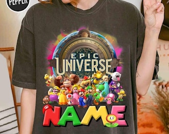 Personalized Super Mario Epic Universe Shirt, Custom Super Mario Family Shirts, Mario Galaxy Movie Tee, Disneyland Mario Matching Tee 01