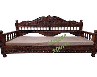 Hand Carved Indian Day bed | Wooden Sofa Bench |