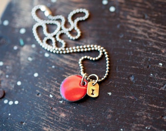Red Enamel Penny with Gold "I" - Iowa State Cyclones