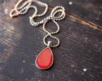 Red Tear Drop Resin Necklace - Iowa State Cyclones