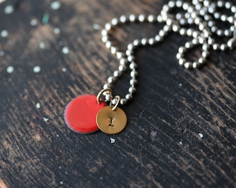 Red Enameled Penny with Gold "I" - Iowa State Cyclones