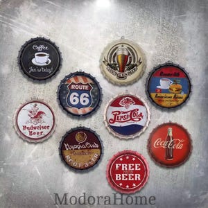 Customized Bottle Cap Metal Sign – Classic Wall Art Personalized Retro Decor for Bar, Garage, Kitchen or Man Cave Handcrafted Wall Art Decor