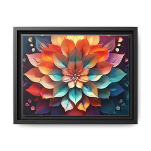 Vibrant Floral Art Print, Bright Multi-color Canvas Decor, Colorful Framed Wall Art, Flower Wall Hanging, Stylish Home Decor
