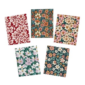Set di eleganti biglietti d'auguri floreali / Confezione da 5 per ogni occasione / Biglietti d'auguri fatti a mano per compleanni, ringraziamenti e altro ancora