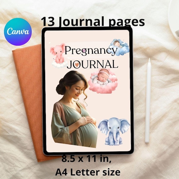 Pregnancy Tracker Bundle Printable Pregnancy Journal, Digital Maternity Planner Pregnancy Progress Log Baby Shower Gift A4 Value Pack