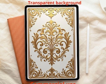 Pacchetto di clipart con cornice floreale dorata, bordo floreale in lamina d'oro JPG, grafica per inviti di nozze, cornici digitali di lusso, elementi di cancelleria