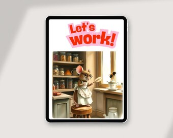 Vintage Watercolor Mouse Clipart: Fairytale Bookworm Illustration (JPG Digital Download)