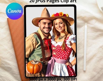 Cute Oktoberfest Clipart JPG, Traditional German Costume People Bavarian Characters Beer Festival Digital Download Art Transparent Bacground