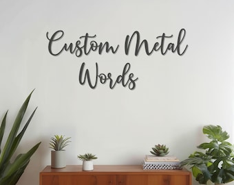 Custom Metal Words Wall Art – Personalized Script Word Sign for Home Decor, Entryway, Nursery or Office, Modern Inspirational Gift
