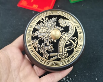 Brûleur d'encens antique en cuivre, motif ruyi, récupérateur de cendres, porte-bougie Bouddha PZ111