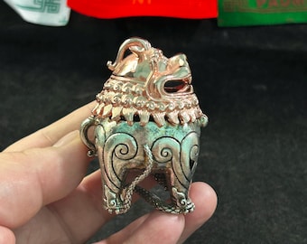 Porte-encens bête mythique en laiton, Mini brûleur d'aromathérapie de style vintage, décoration d'intérieur chinoise, cadeau de collection PZ192