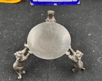 Bandeja de bronce antiguo con forma de bestia y soporte para múltiples animales, candelabro retro de cobre, decoración de escritorio P138