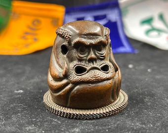 Porta incienso de arhat de cobre vintage, figura de Bodhidharma hueca, aroma zen, decoración para salón de té P127