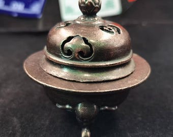 Quemador de incienso de reflujo con forma de pez loto de bronce vintage, torre de humo zen, decoración del hogar P125