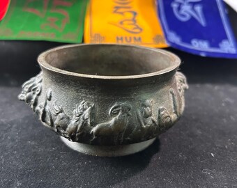 Copper Temple Incense Burner  Zodiac Censer Meditation Decor  P065