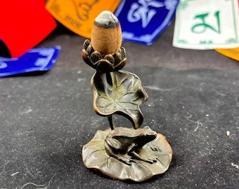 Quemador de incienso de cobre vintage: Ofrendas de templos de Nepal, decoración zen para yoga y meditación