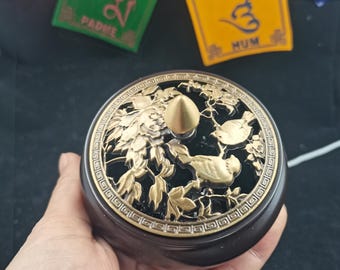 Porte-encens attrape-cendres Bouddha en cuivre antique PZ110