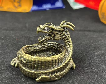 Brûle-encens dragon en cuivre, déco asiatique Feng Shui