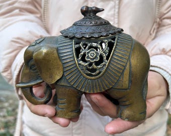 Porte-encens éléphant en cuivre pour cérémonie du thé zen pz098
