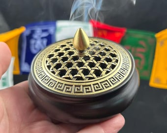 Porte-encens attrape-cendres Bouddha en cuivre antique PZ094