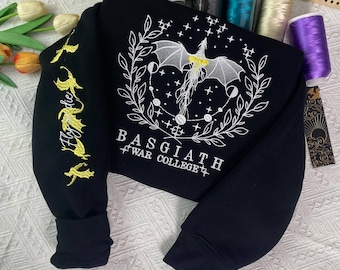 Fourth Wing Embroidered Sweatshirt,Custom Basgiath War College, Dragon Rider,Violet Sorrengail,Rebecca Yorros,Xaden Riorson,Fantasy Reader
