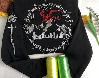 Herr der Ringe Besticktes Sweatshirt und Hoodie, Misty Mountains Hoodie, Bookish Shirt, Booktok Shirt, Fantasy Lese Shirt