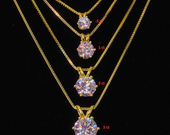 Collar con colgante de moissanita: plata de ley bañada en oro