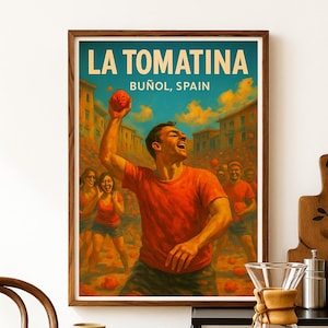 LA TOMATINA – BUÑOL, Spain | Vintage Travel Poster |Tomato Day