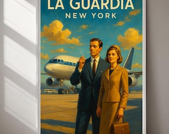 Step back into the golden age of air travel with this vintage-style LaGuardia Airport poster.