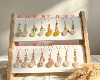 Handmade Jade Phone Charm, (#70 and more) Natural Stone Charm, Chinese Feng Shui Lucky Charm, Beaded Bag Charm, Jade Keychain Gift