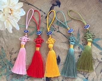 Chinese Knot Phone Charm | Handmade Tassel Pendant with Cloisonné Bead | Lucky Bag Charm, Car Mirror Hanger, Cultural Gift