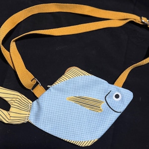 Bolso/cartera/bandolera con forma de pez: elegante bolso de tela para el hombro, bolso informal para el día a día, regalo único para mujeres y niños.
