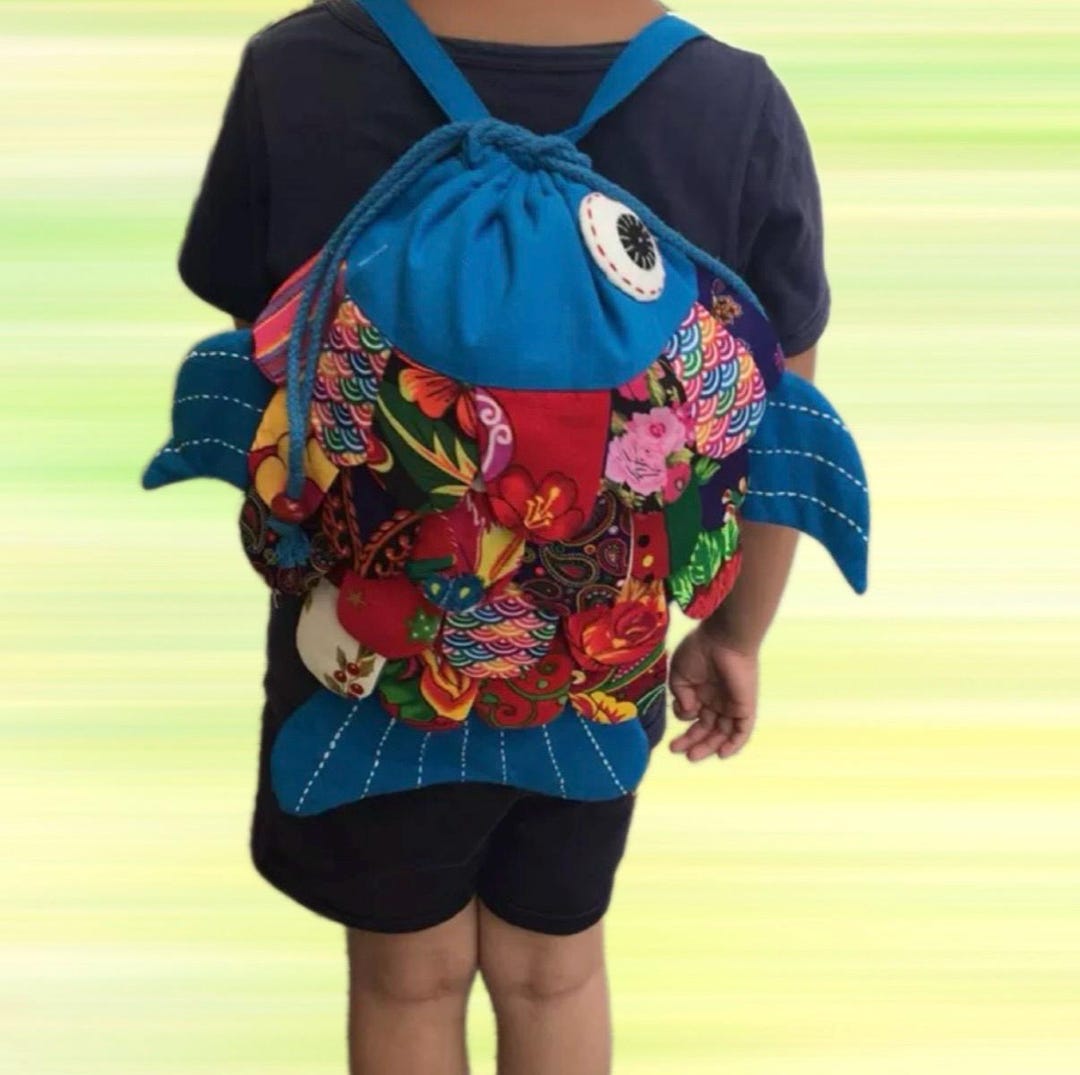 Fish Shape Backpack Handmade Fish Shape Backpack | Colorful Patchwork Koi Bag | Unique Kids ...