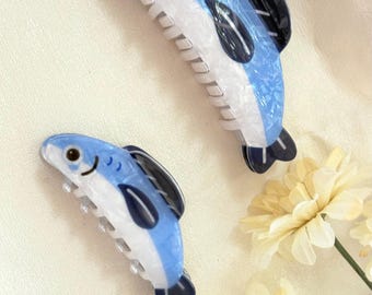魚のヘアクリップ | かわいい青い魚のヘアバレッタ | オーシャンスタイルのヘアアクセサリー | 女の子や動物好きの方への面白いギフト
